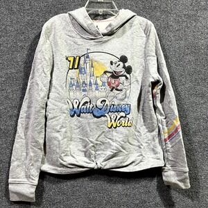 Disney Parks Hoodie Womens Small Gray Mickey Mouse Walt Disney World 71 Knotted